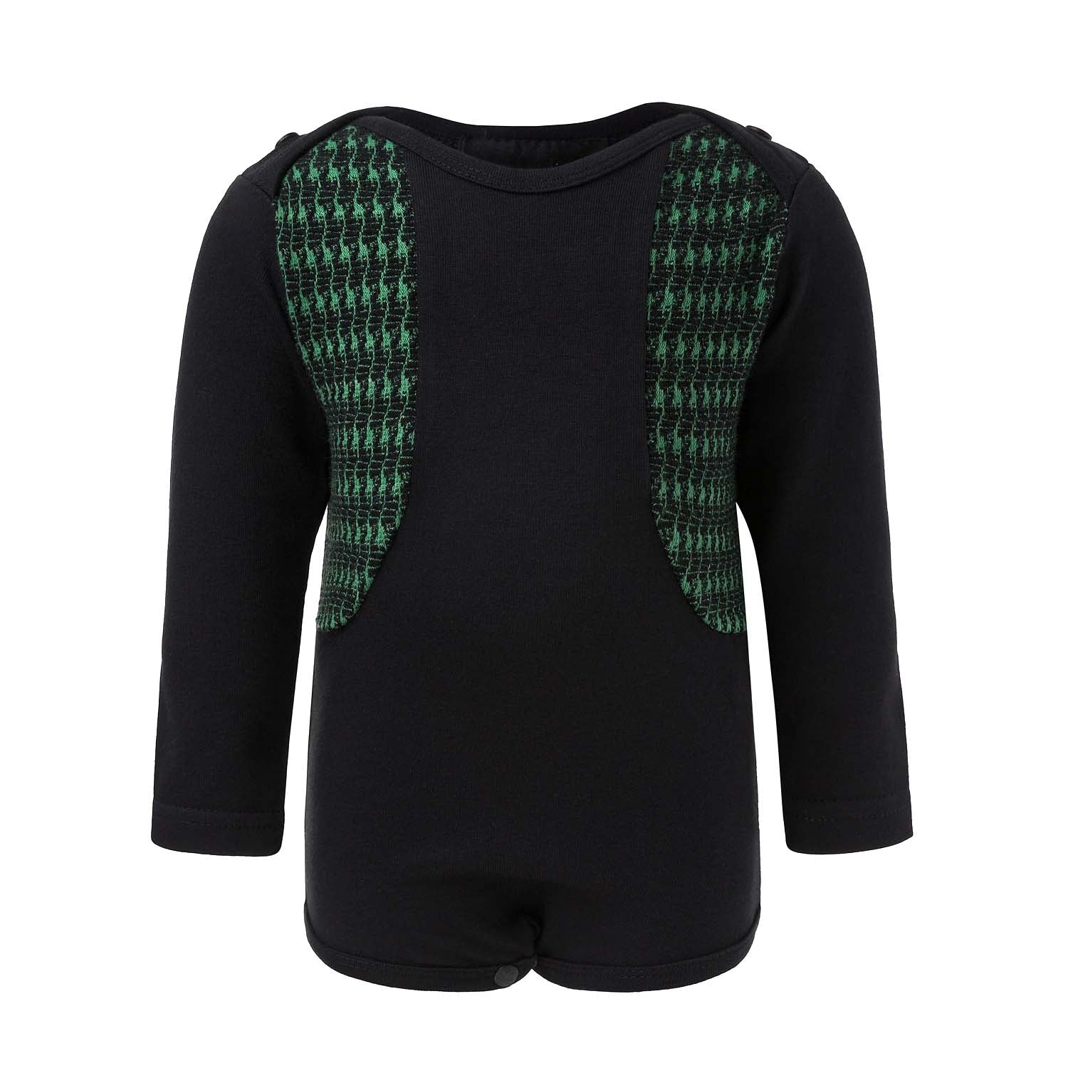 Black Onesie with Green Elements
